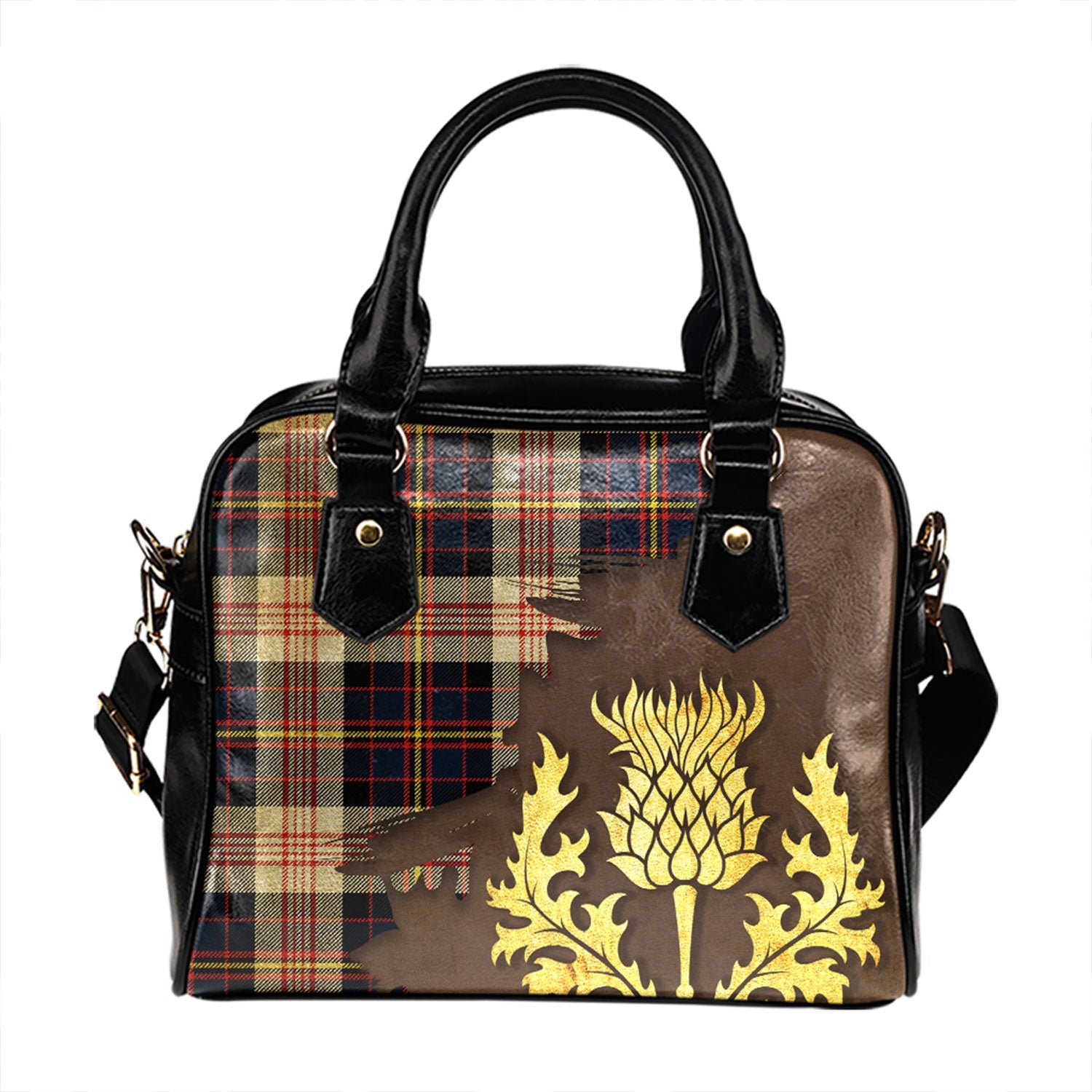 Rose Hunting Ancient Tartan Shoulder Handbag Lion Unicorn Thistle Style main image 1