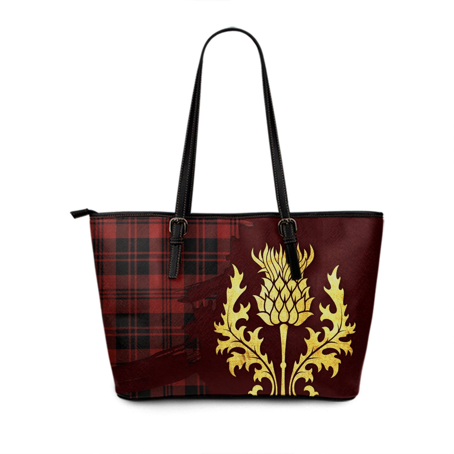 MacNab Modern Tartan Leather Tote Bag Thistle Style