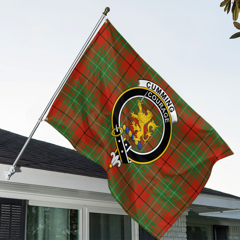 Cumming Hunting Ancient Tartan Crest Black Garden Flag - Gold Thistle Style main image 1