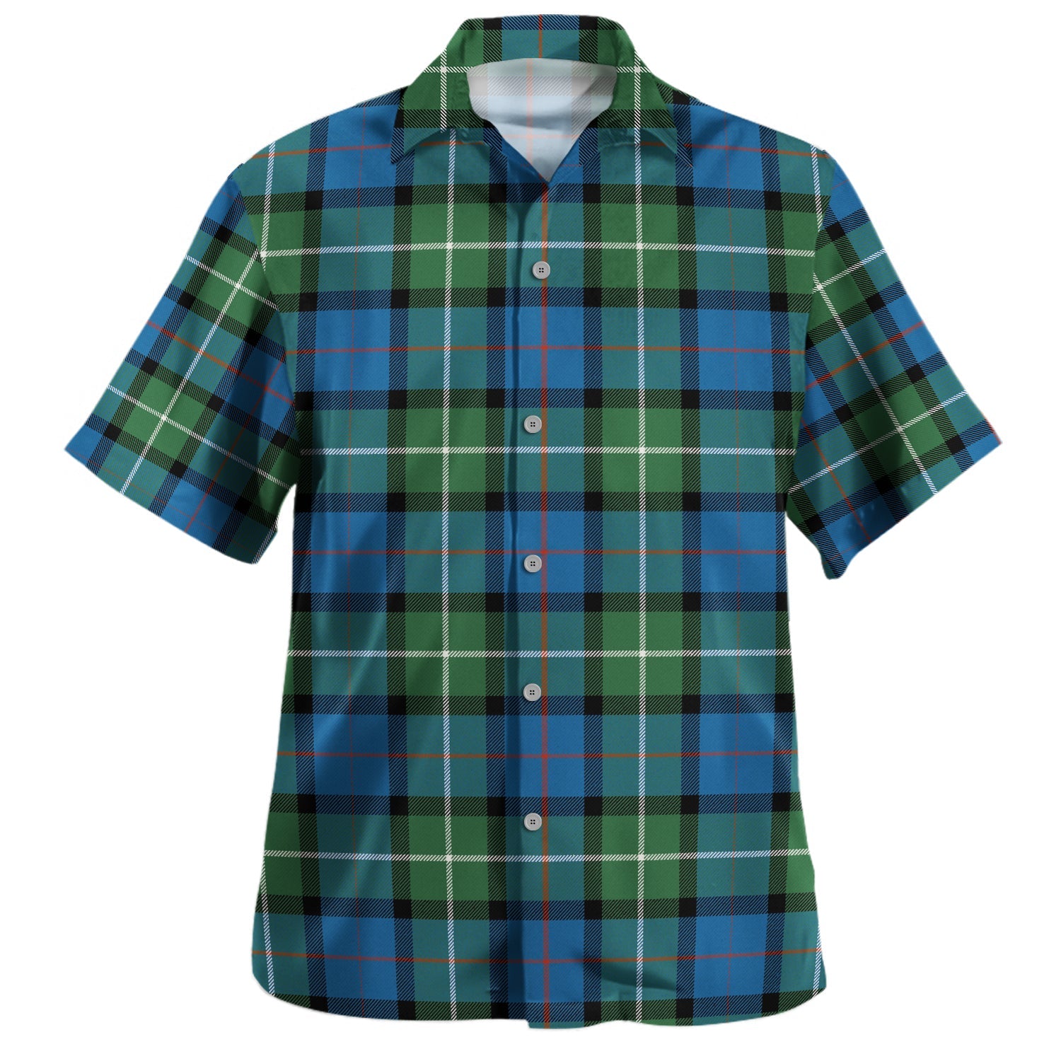 Scott Black White Modern Tartan Hawaiian Shirt main image 1