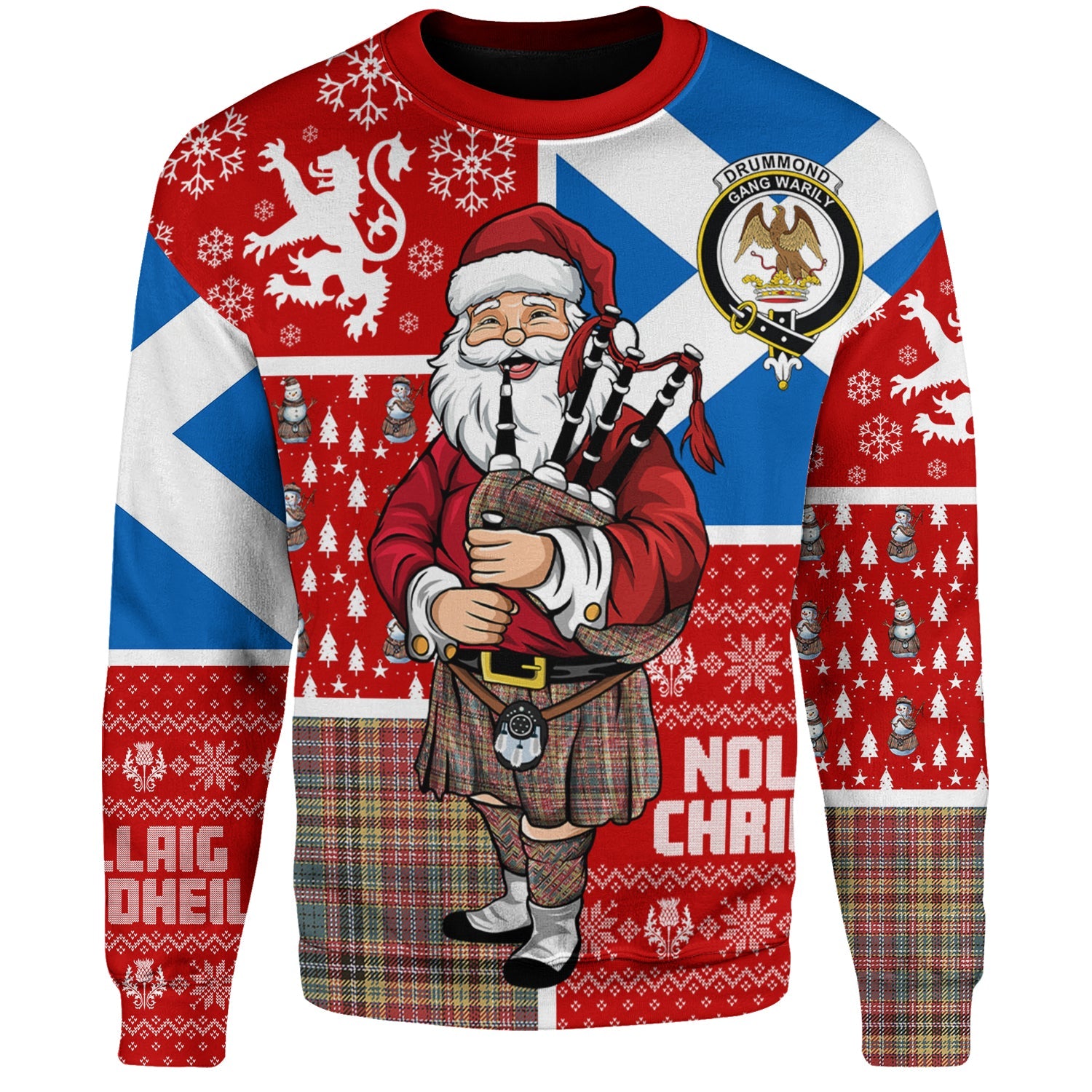 Scottish Tartan Oliphant Weathered Clan Crewneck Sweatshirt Plaid Style main image 1