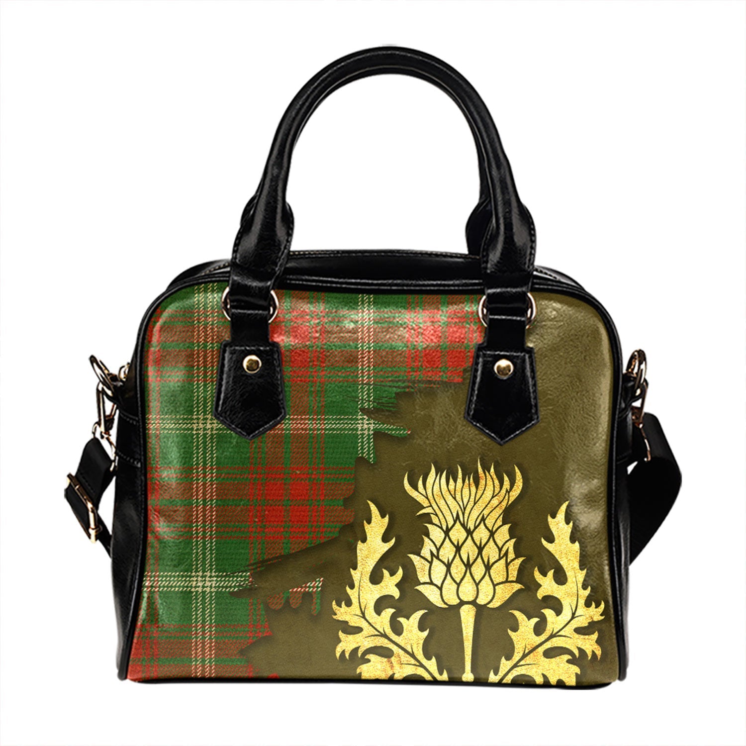 Leslie Hunting Ancient Tartan Crest Leather Handbag