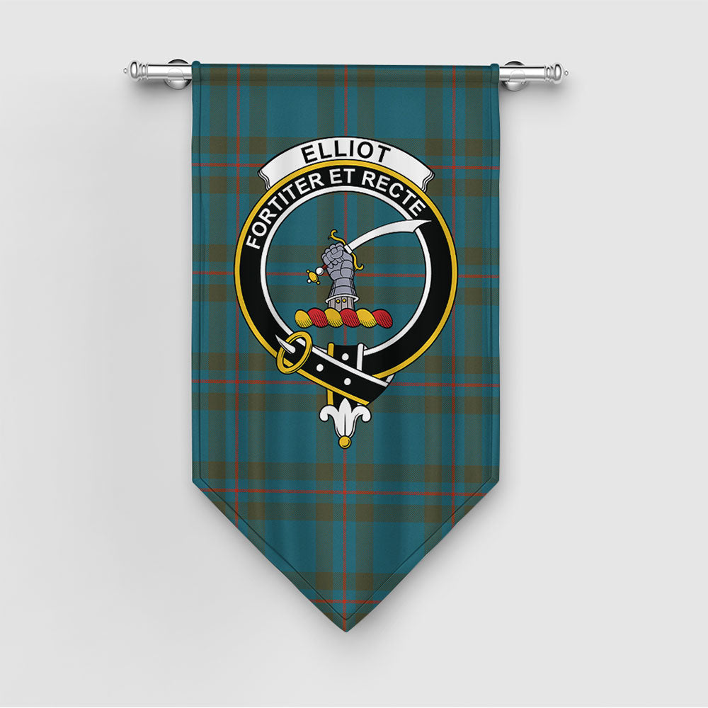 Elliot Ancient Tartan Crest Black Garden Flag - Gold Thistle Style