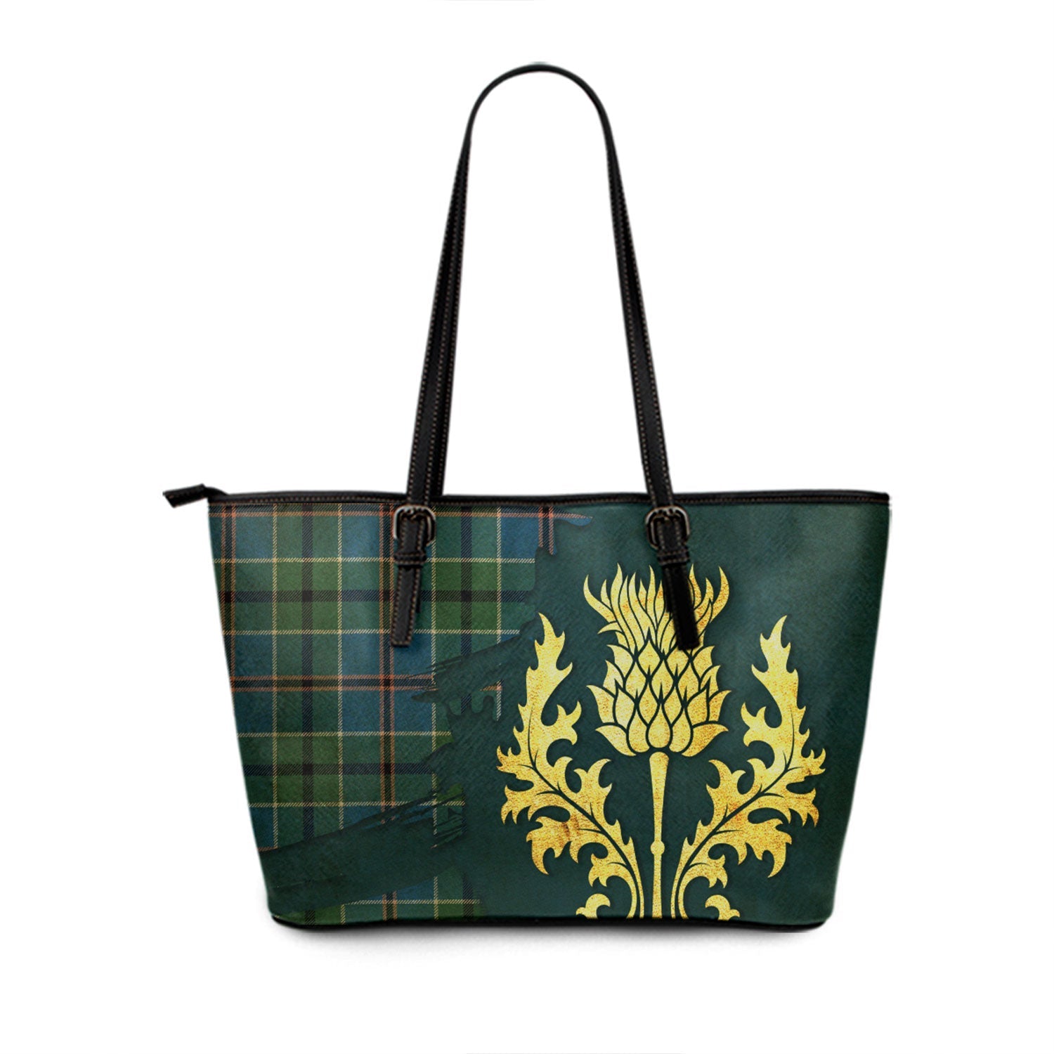Dunbar Ancient Tartan Leather Tote Bag Big Thistle Style main image 0