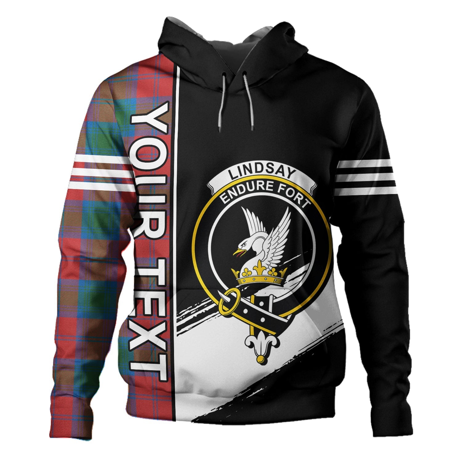 Lindsay Modern Tartan Hoodie - Lion Rampant And Celtic Thistle Style main image 1