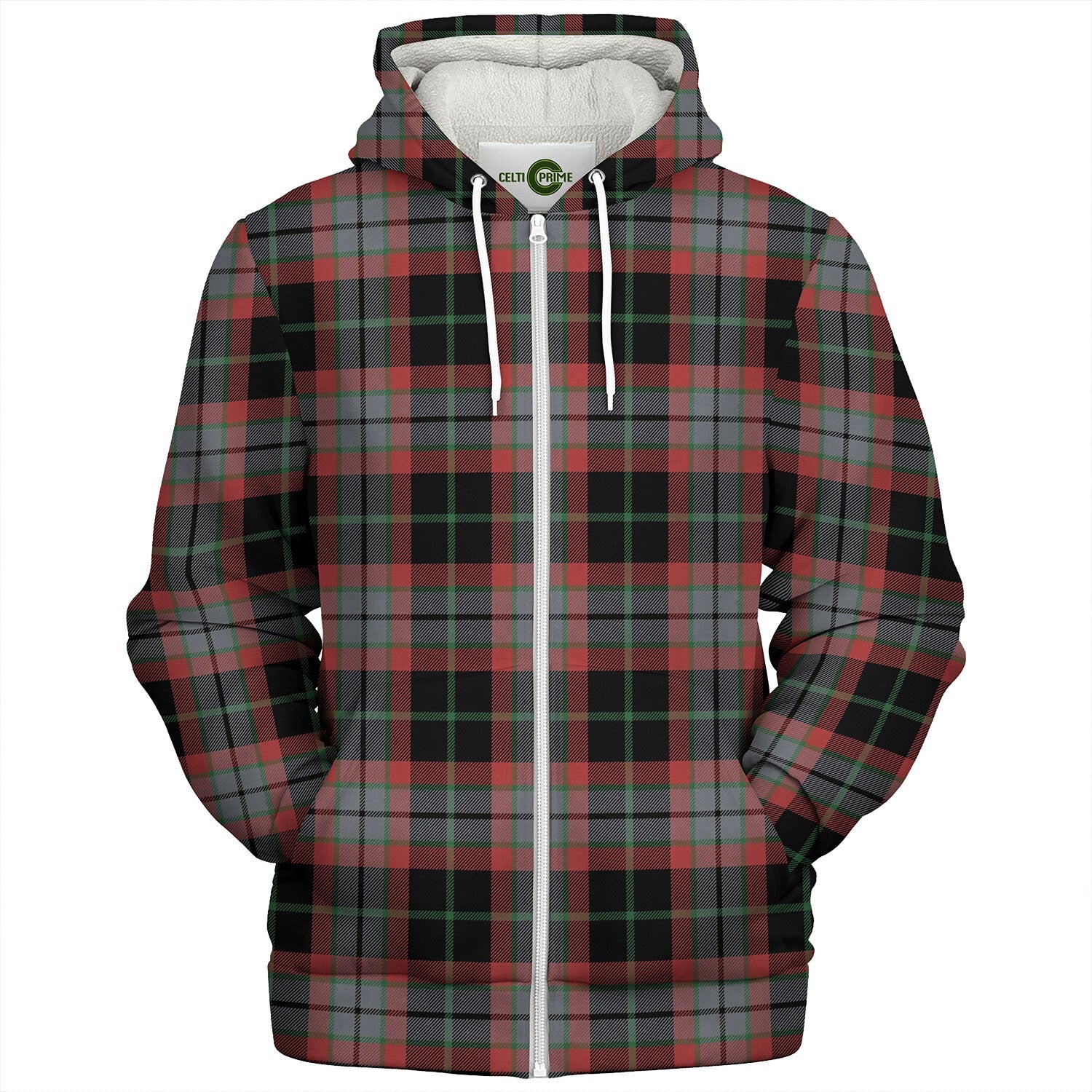 Hunter of Hunterston Tartan Hoodie - Lion Rampant And Celtic Thistle Style