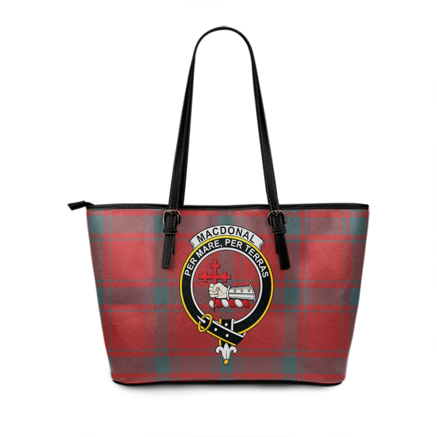McDonald of Glencoe Tartan Crest Leather Tote Bag