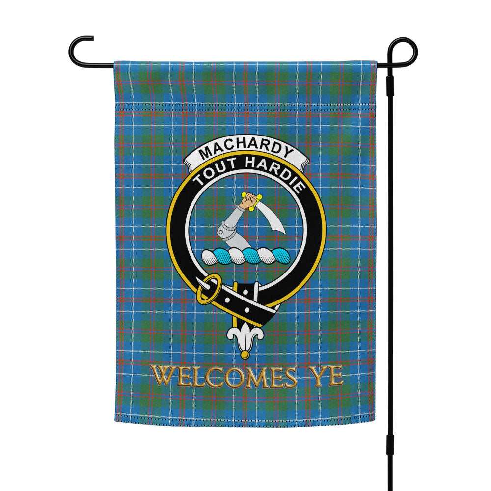 MacHardy Modern Tartan Crest Garden Flag - Celtic Thistle Style