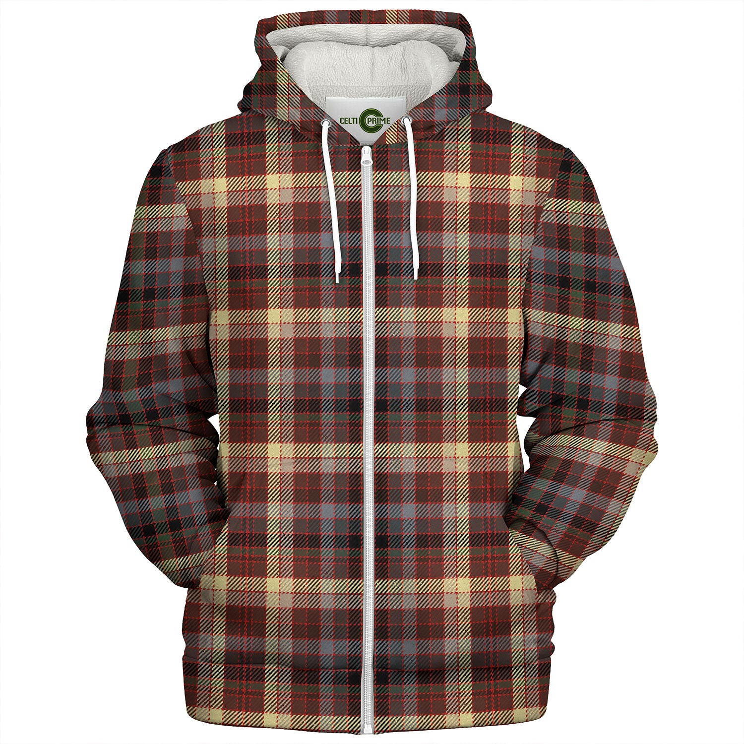 MacKay Modern Tartan Crest Sherpa Hoodie - Circle Style