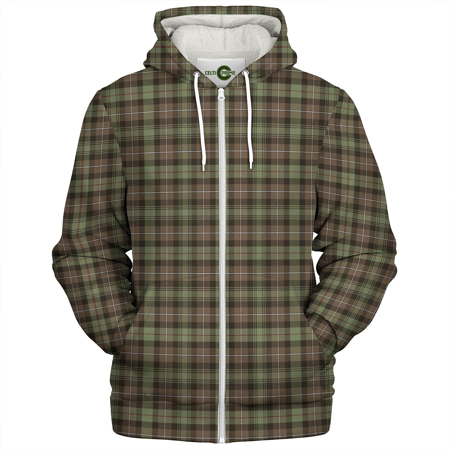 Stewart Hunting Weathered Tartan Crest Sherpa Hoodie