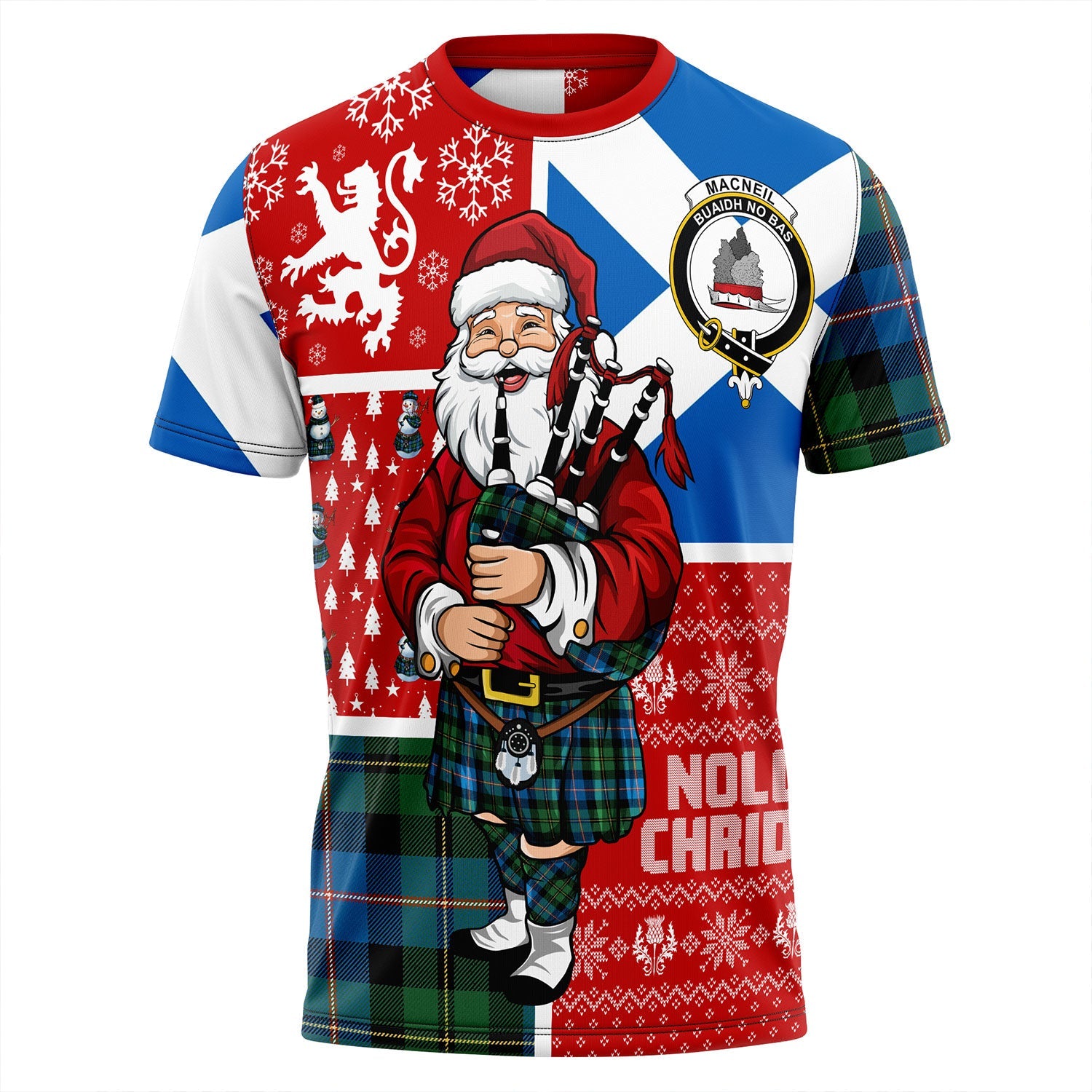 MacNeil of Barra Ancient Tartan T-Shirt Half of Me - Cross Style main image 1