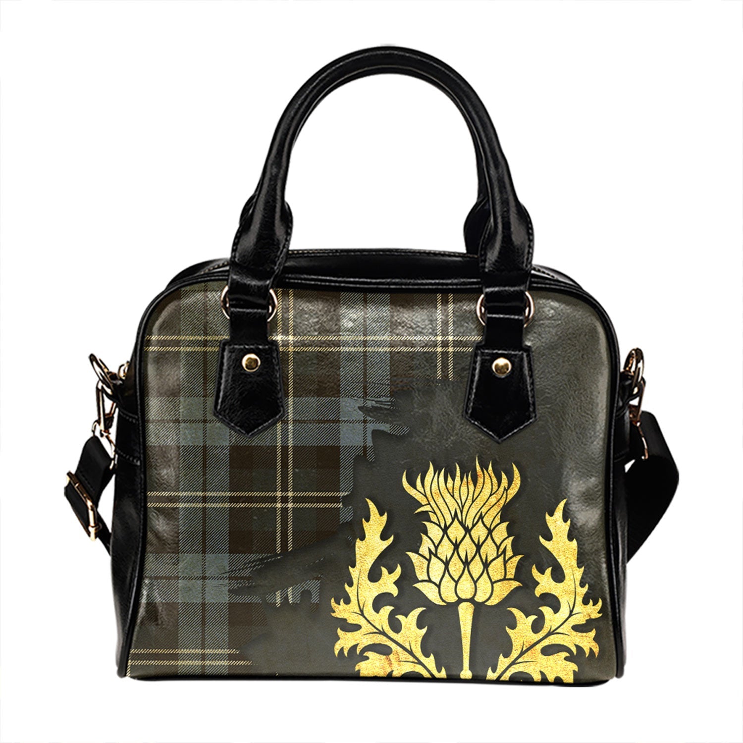 MacLean Hunting Ancient Tartan Shoulder Handbag Lion Unicorn Thistle Style main image 0