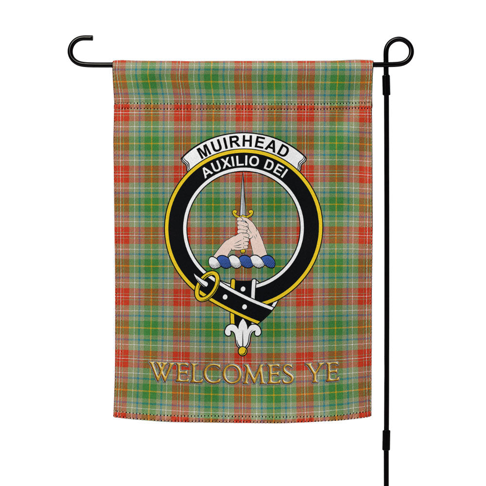 Muir Tartan Crest Garden Flag - Celtic Thistle Style