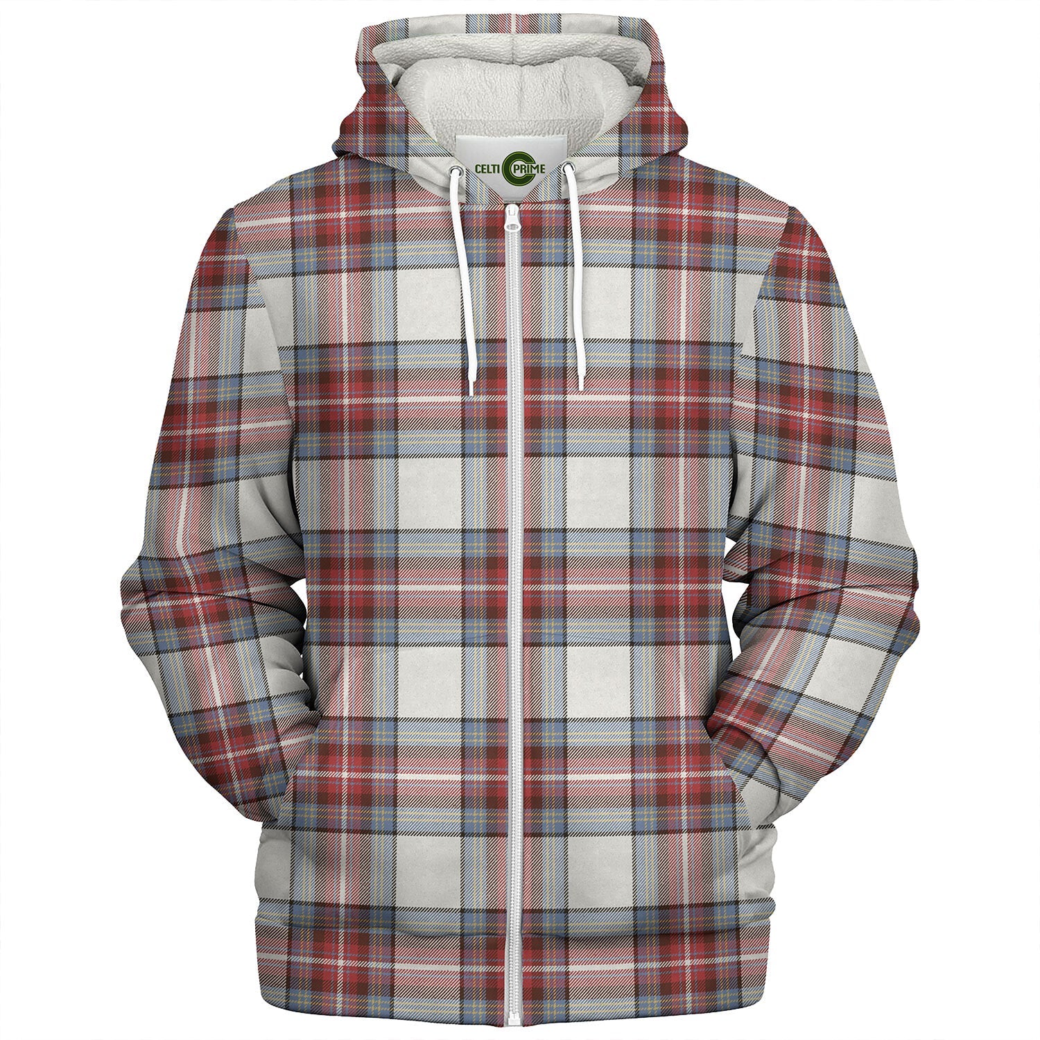 Fergusson Weathered Tartan Crest Sherpa Hoodie - Circle Style