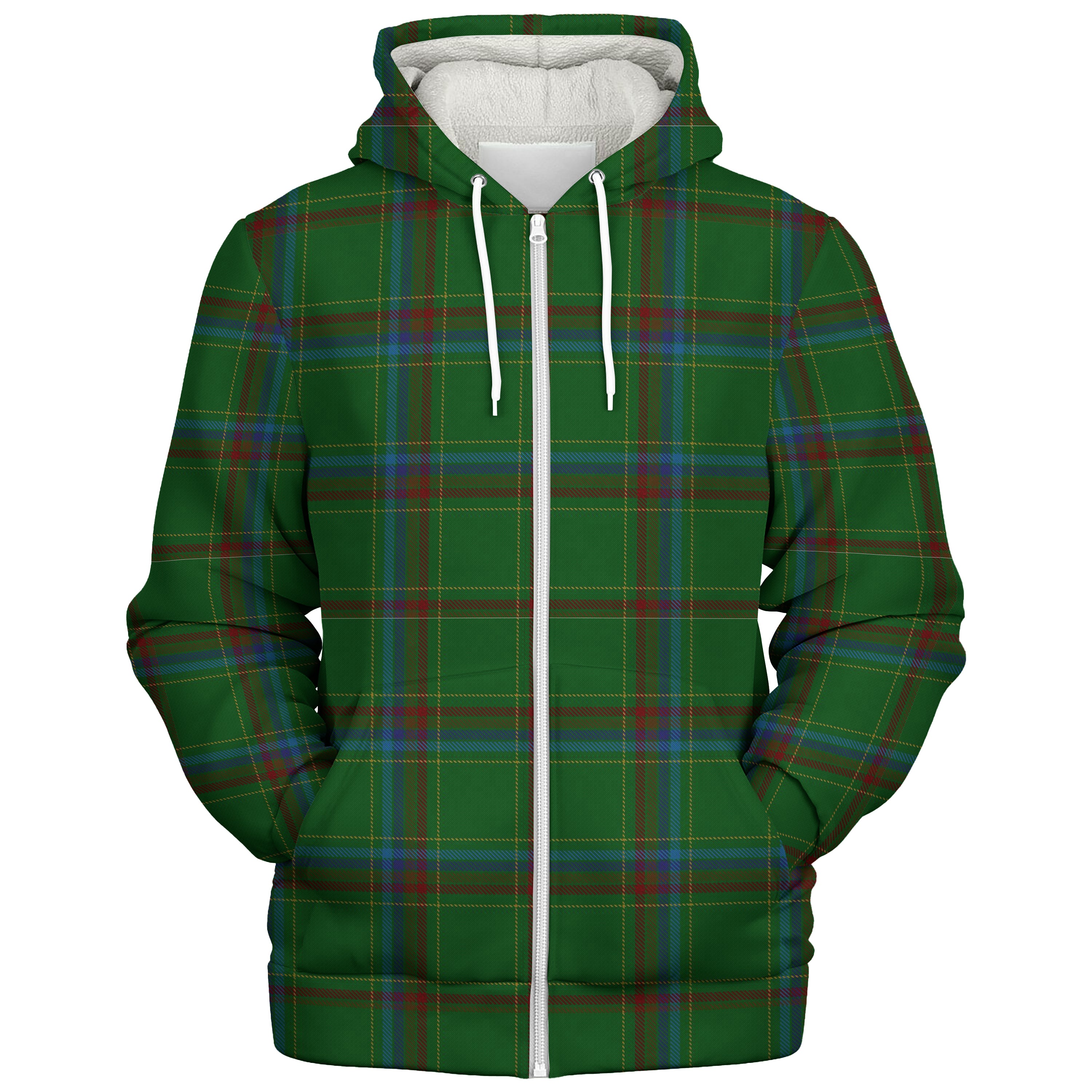 Wallace Hunting - Green Tartan Crest Sherpa Hoodie main image 1