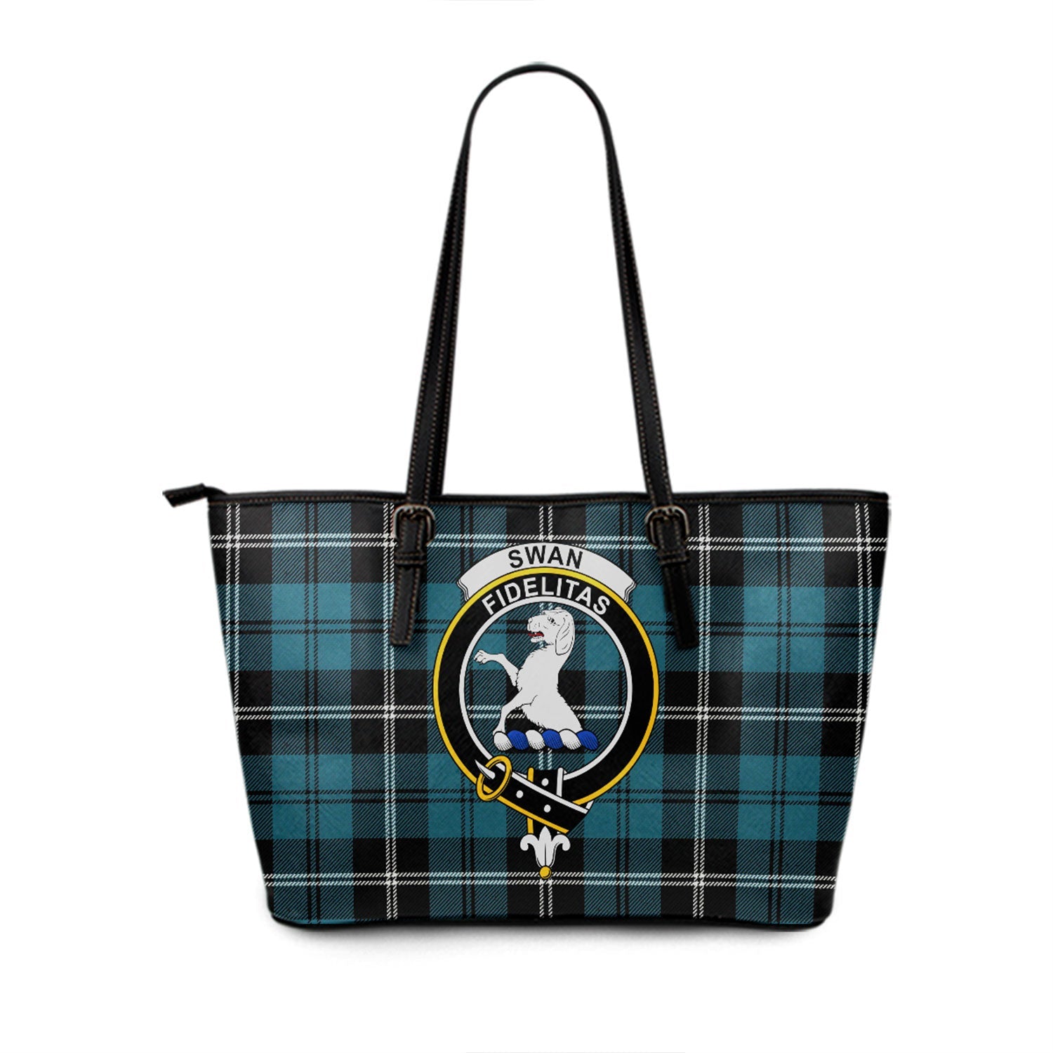 Colquhoun Ancient Tartan Crest Leather Tote Bag