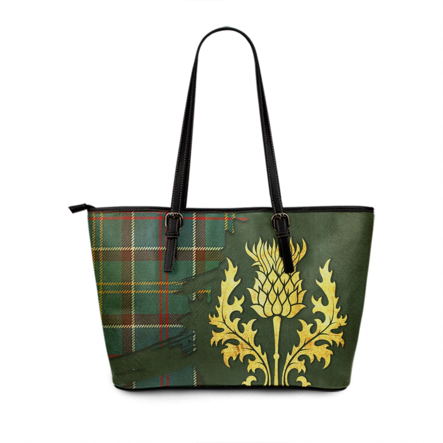 Cranstoun Tartan Leather Tote Bag Big Thistle Style main image 0