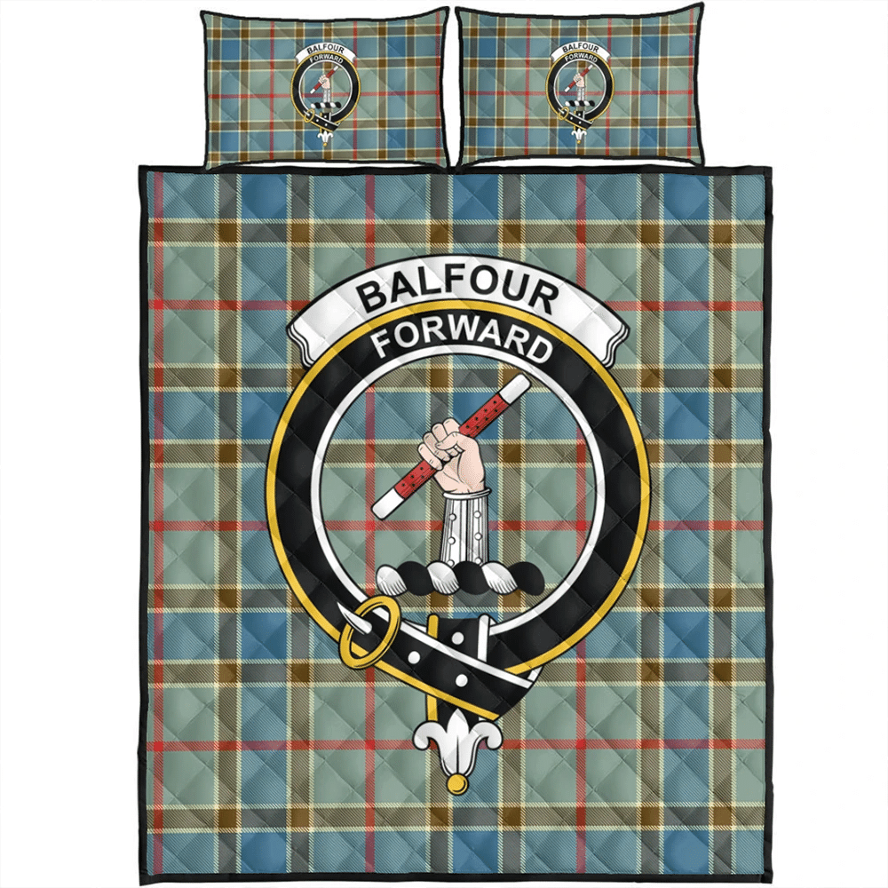 Balfour Modern Tartan Crest Black Garden Flag - Gold Thistle Style main image 1