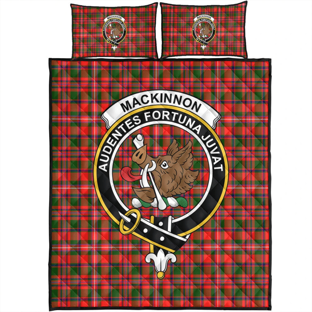 Cameron Black and Red Tartan Crest Quilt main image 1