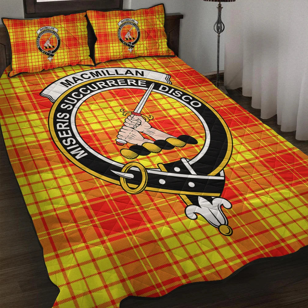 MacMillan Hunting Ancient Tartan Crest Premium Quilt - Celtic Thistle Style