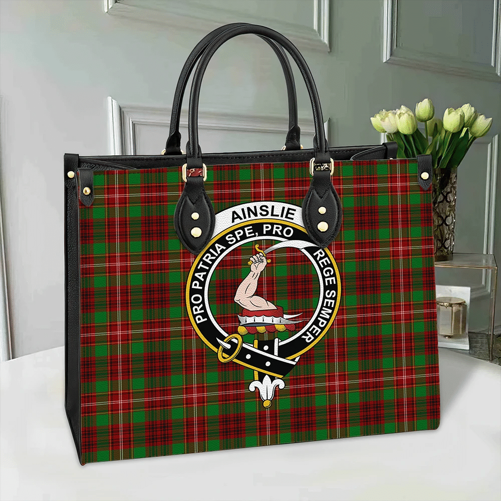 Aiton Tartan Crest Leather Handbag