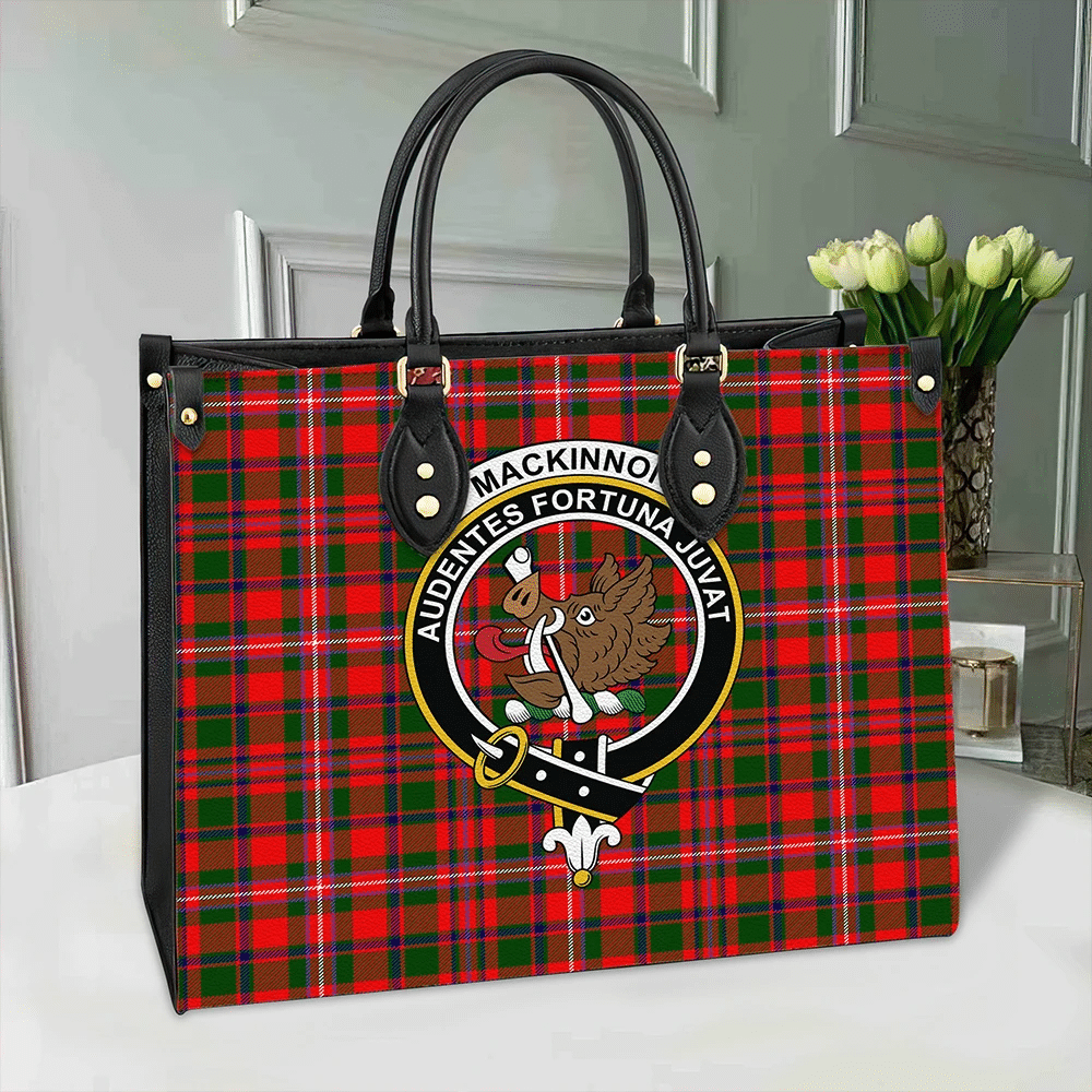 Inglis Modern Tartan Crest Leather Tote Bag main image 1