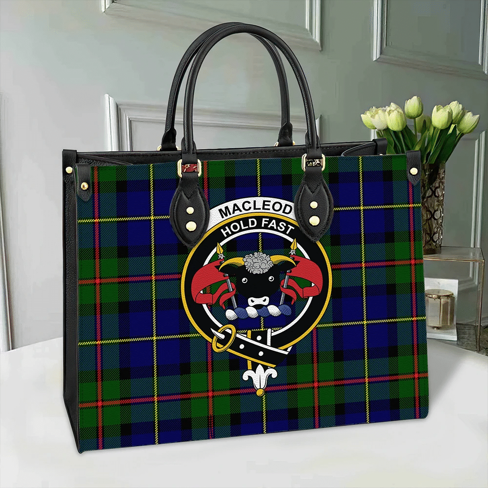 MacMillan Old Modern Tartan Crest Leather Handbag