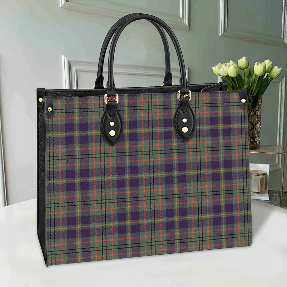 Buchanan Old Set Weathered Tartan Plaid Leather Tote Bag
