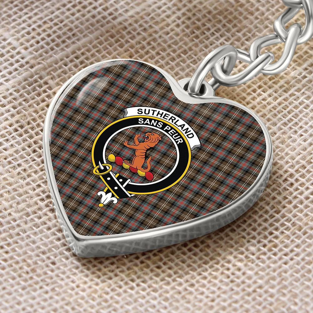 Sutherland Hunting Weathered Tartan Crest Dog Tag Necklace main image 1