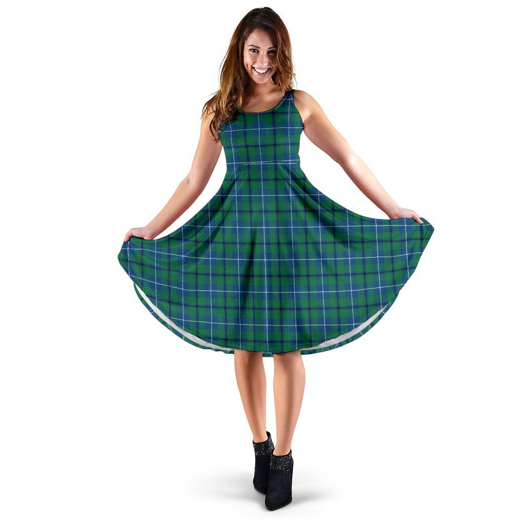 Fergusson Ancient Tartan Women's Lapel Shirt Dress With Long Sleeve
