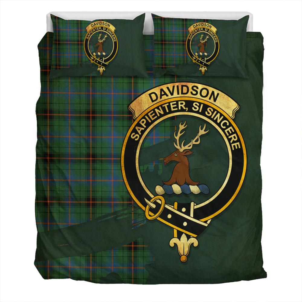Dunbar Tartan Crest Bedding Set - Golden Thistle Style