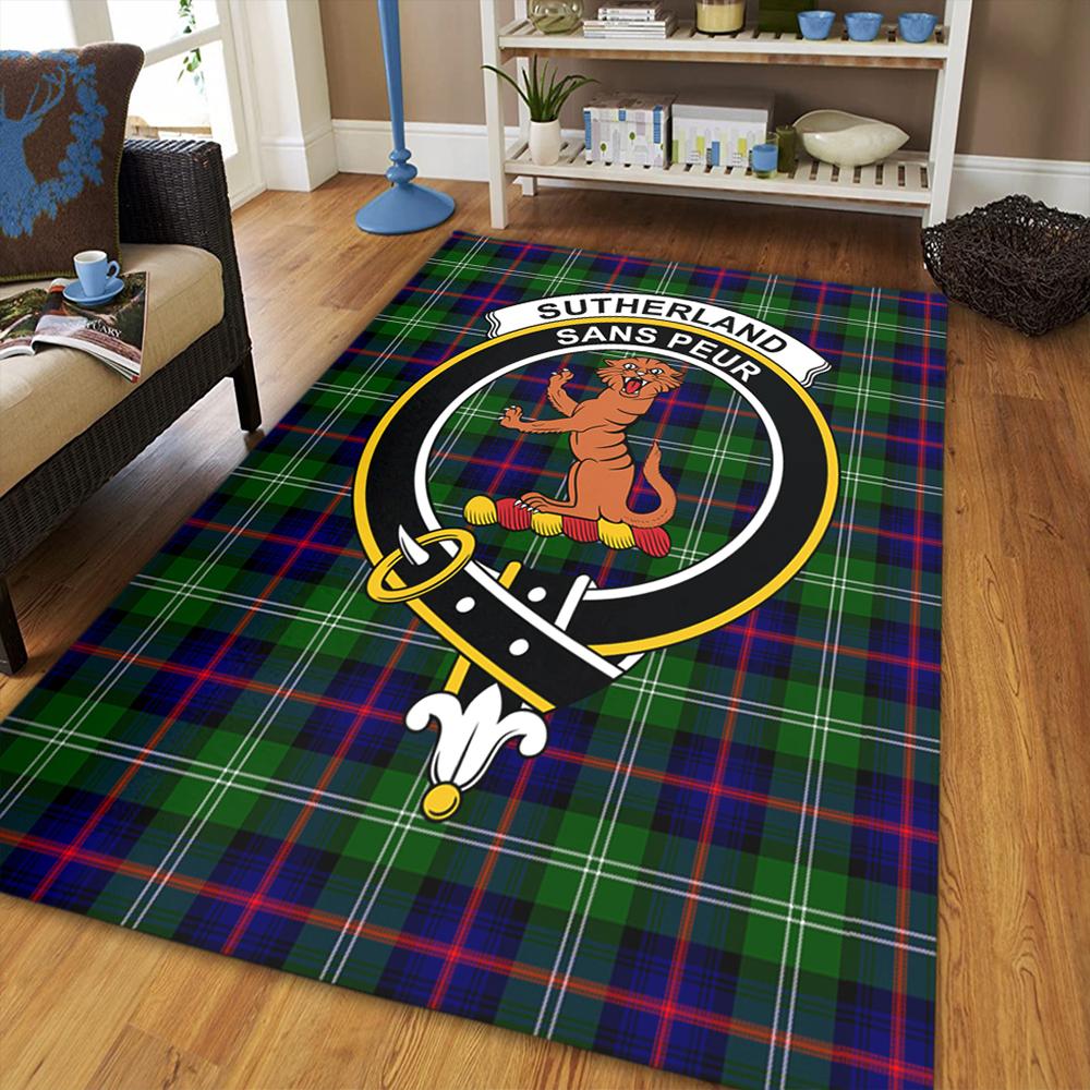 Douglas Grey Modern Tartan Crest Round Rug