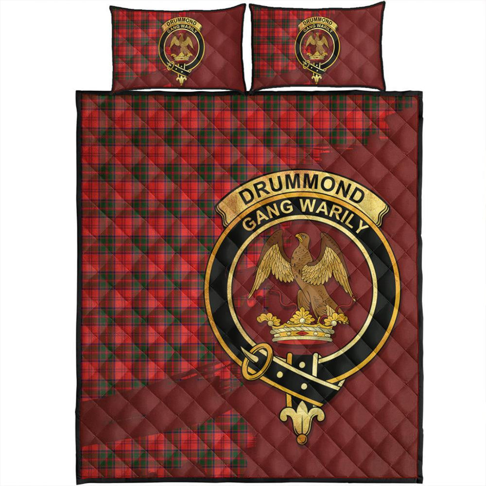 Drummond Clan Tartan Crest Premium Quilt - Celtic Thistle Style