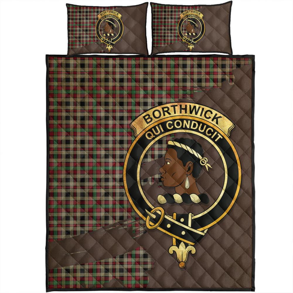 Borthwick Ancient Tartan Crest Premium Blanket - Celtic Stag style