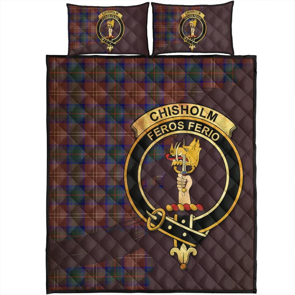 Pollock Tartan Crest Premium Quilt - Celtic Thistle Style