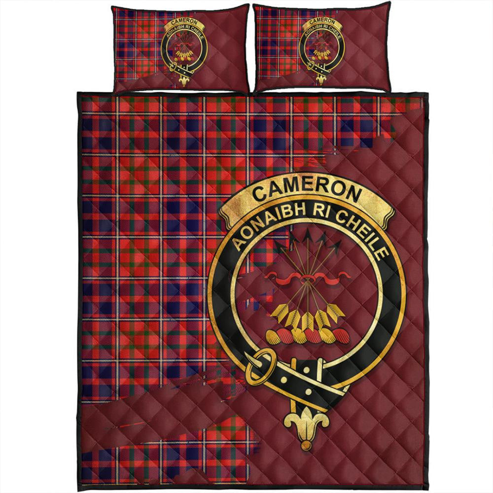 Cameron of Locheil Original Tartan Crest Bedding Set - Golden Thistle Style
