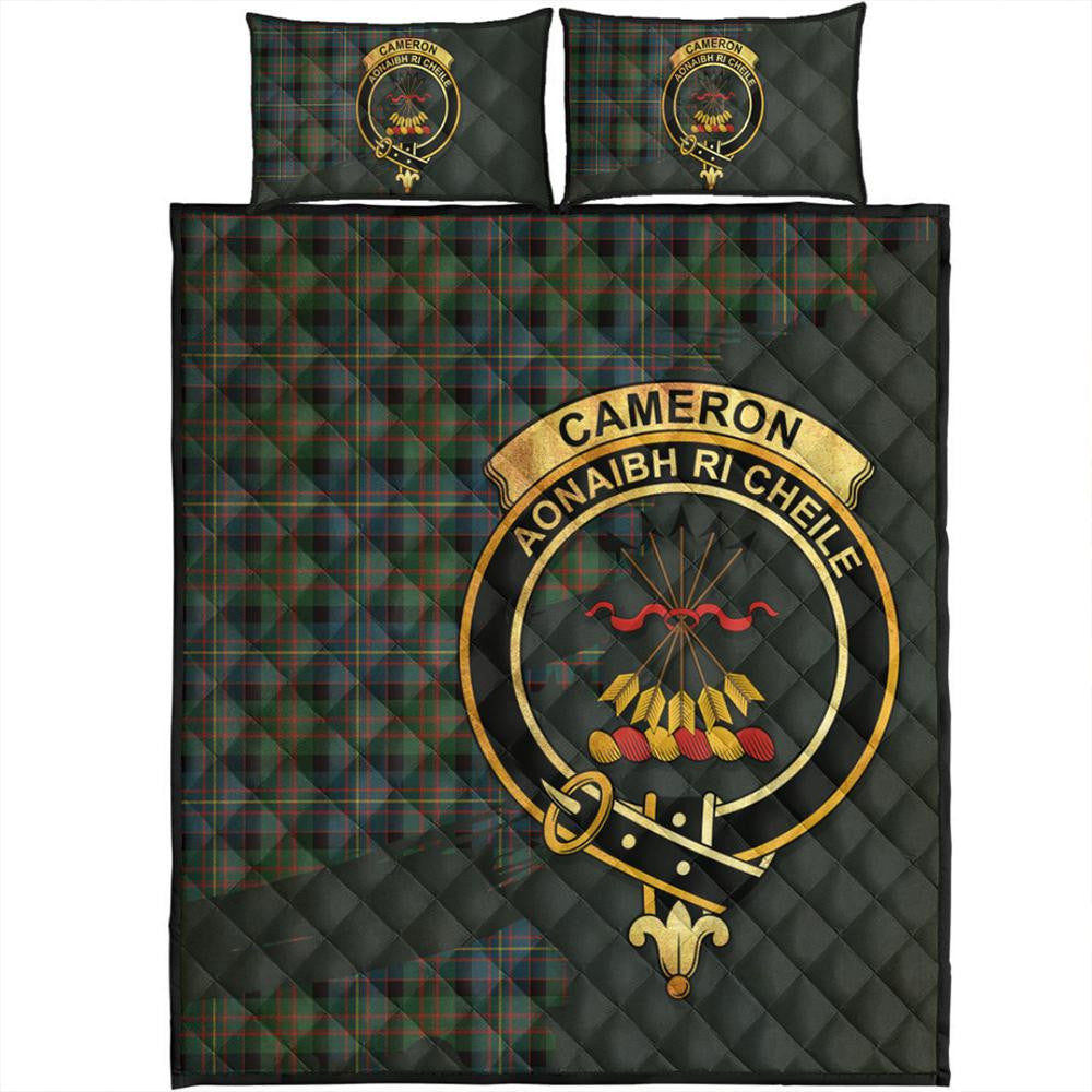 Urquhart Broad Red Ancient Tartan Crest Premium Quilt - Gold Thistle Style main image 1