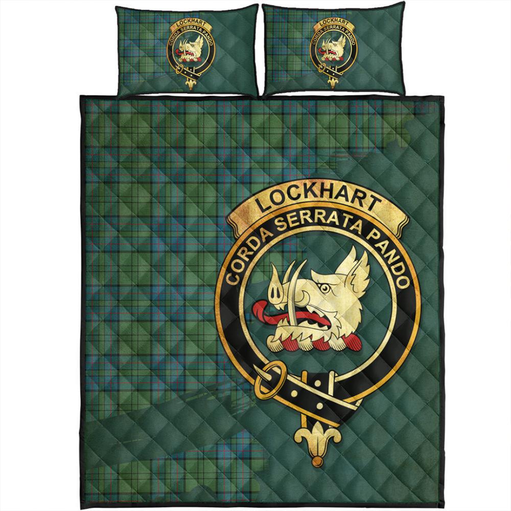 Lockhart Tartan Crest Premium Blanket - Celtic Stag style main image 0