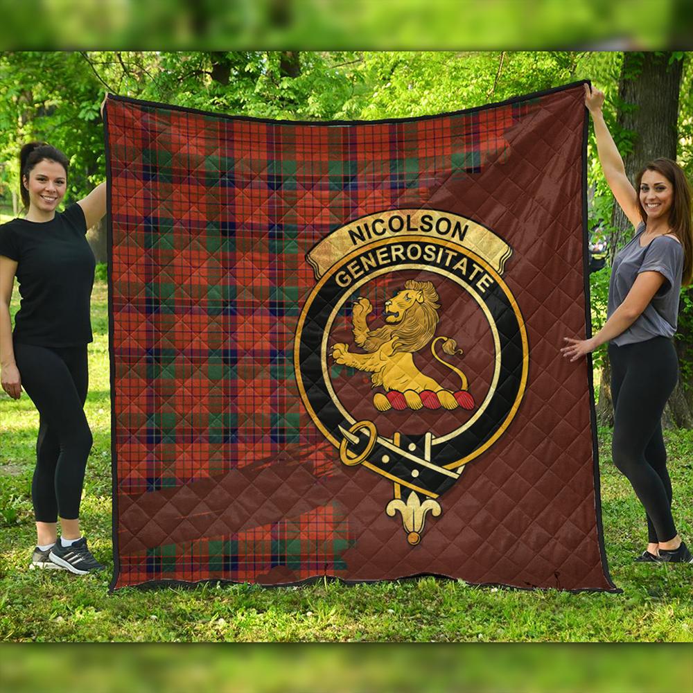 Nicolson Hunting Ancient Tartan Gold Courage Symbol Blanket main image 0
