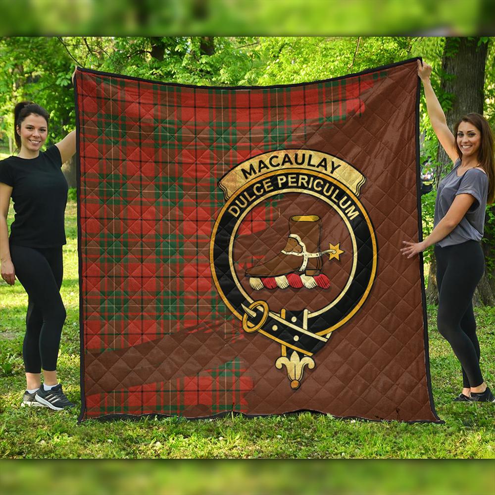 MacAulay Tartan Premium Quilt, Scottish Tartan MacAulay Clan Quilt Cross Style main image 0