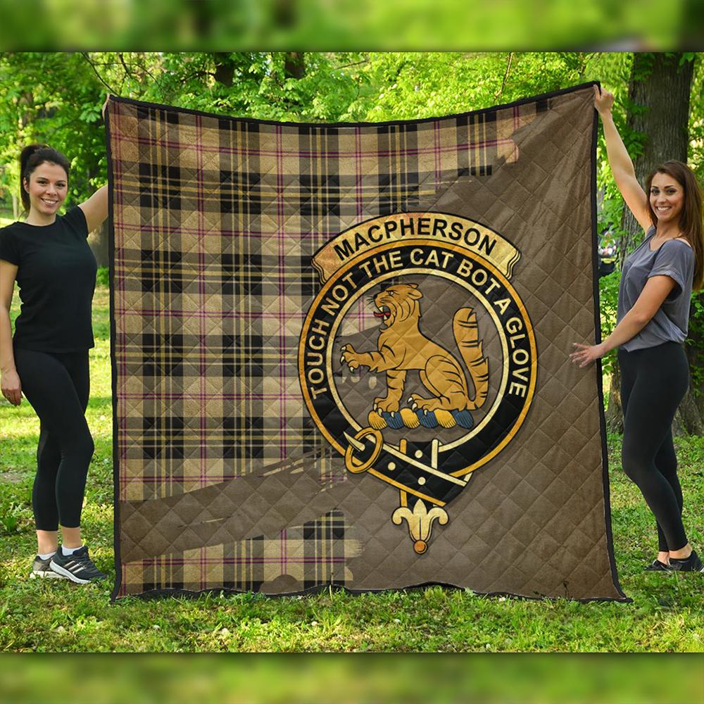 MacPhee Modern Tartan Crest Premium Quilt - Celtic Thistle Style