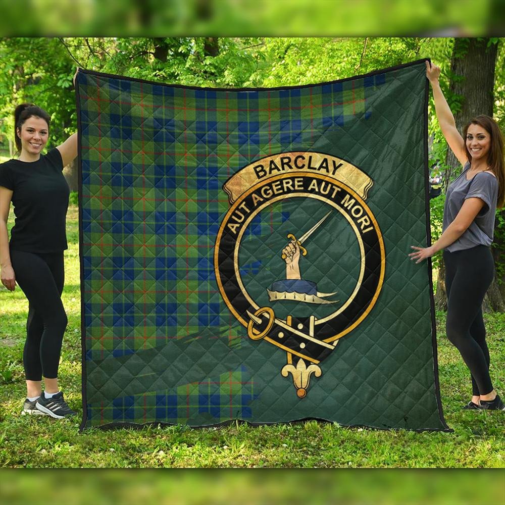 Bannerman Tartan Crest Premium Quilt - Celtic Thistle Style
