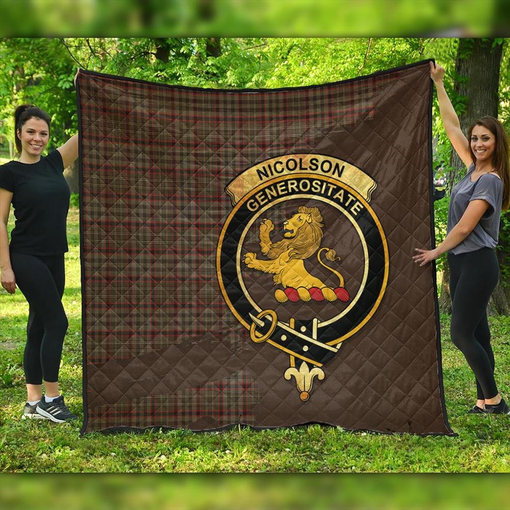 Nicolson Modern Tartan Crest Premium Blanket - Celtic Stag style