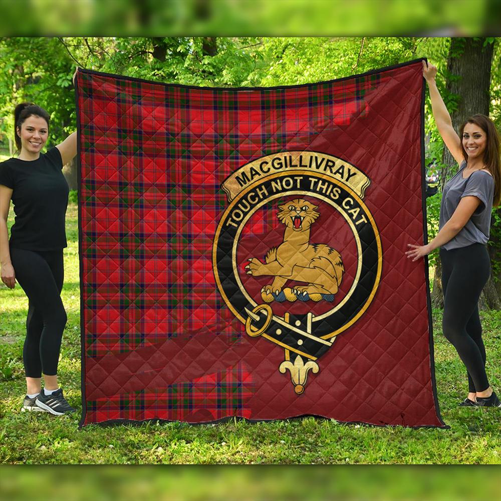 MacGillivray Hunting Ancient Tartan Crest Black Garden Flag - Gold Thistle Style main image 1