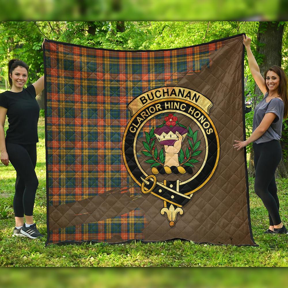 Duncan Modern Tartan Crest Premium Quilt - Celtic Thistle Style