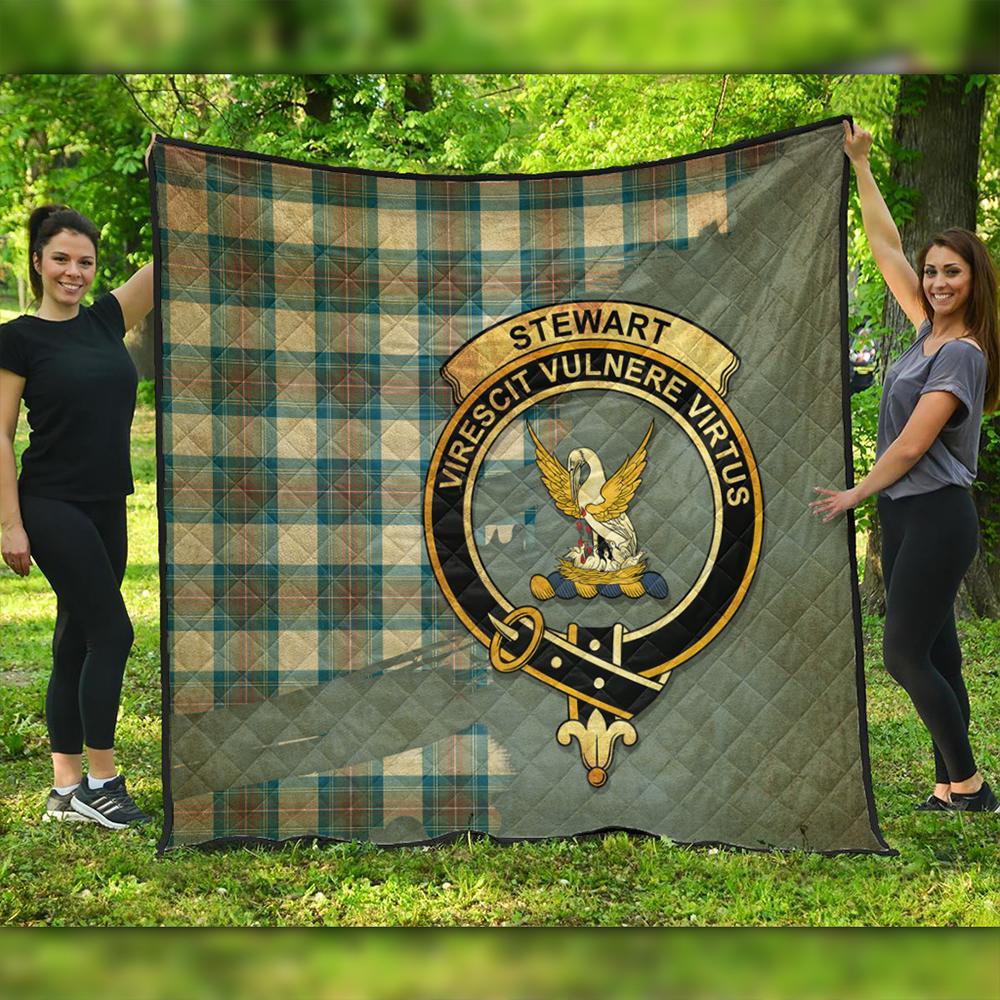 Stewart Old Modern Tartan Crest Quilt
