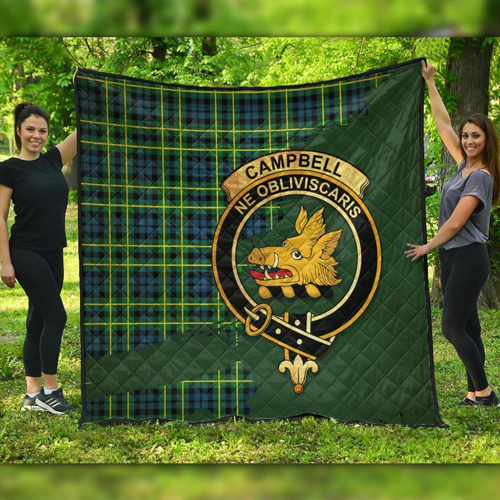 Campbell of Breadalbane Ancient Tartan Gold Courage Symbol Blanket