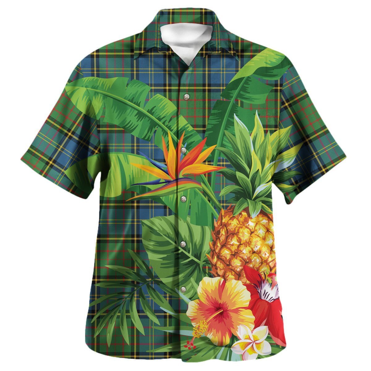 MacNicol Hunting Tartan Vintage Leaves Hawaiian Shirt main image 0