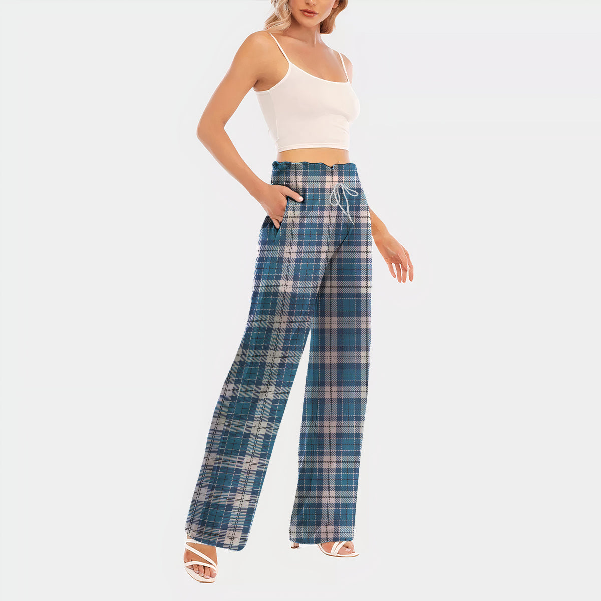 Tartan wide-leg pants main image 1