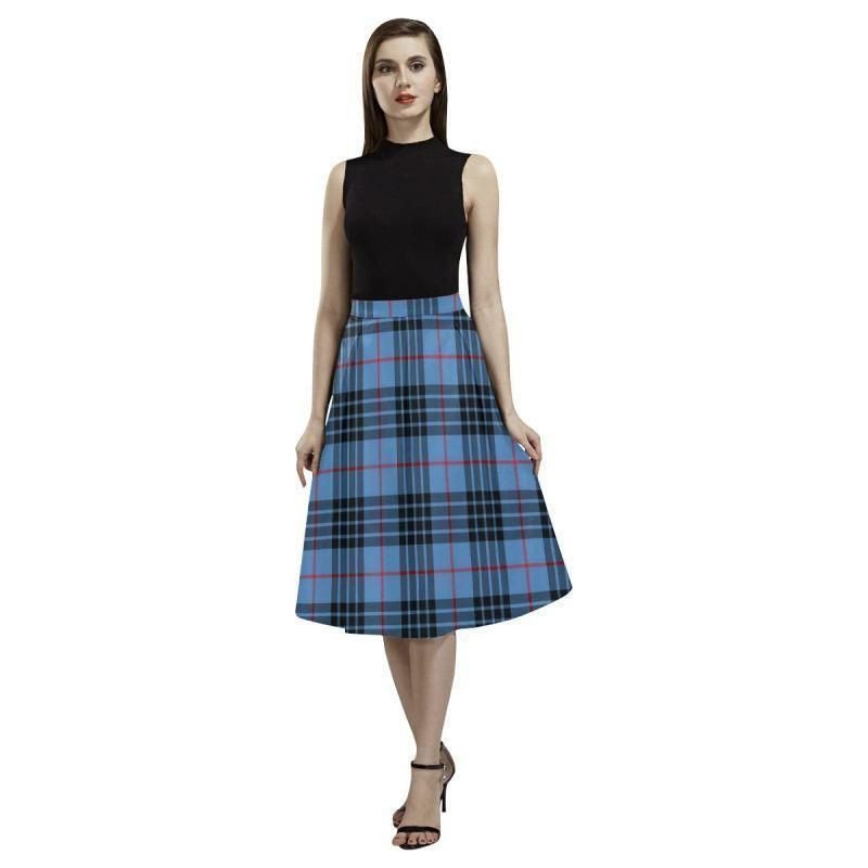 Stewart Black Tartan Aoede Crepe Skirt